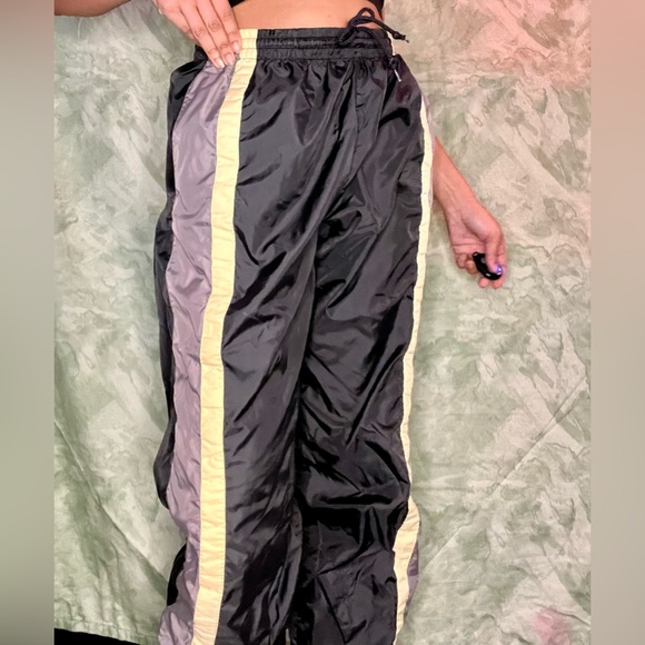 Junior's Black and Yellow Vintage Nike Swishy Joggers - Picture 2 of 5